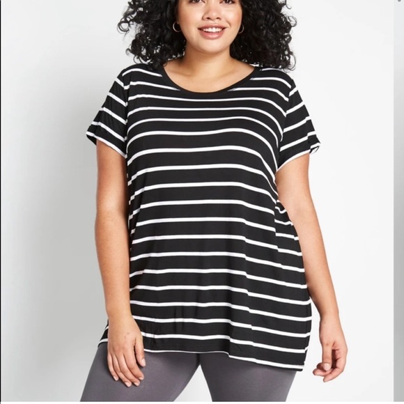 ModCloth Striped T-Shirt Tunic Top NWT Sz L - Picture 1 of 9